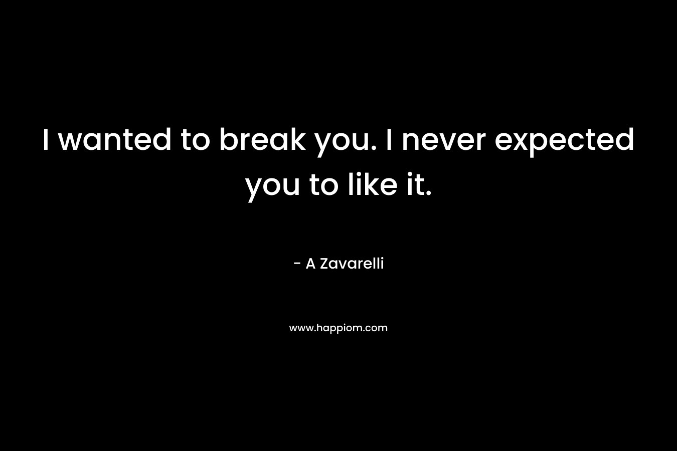 I wanted to break you. I never expected you to like it.