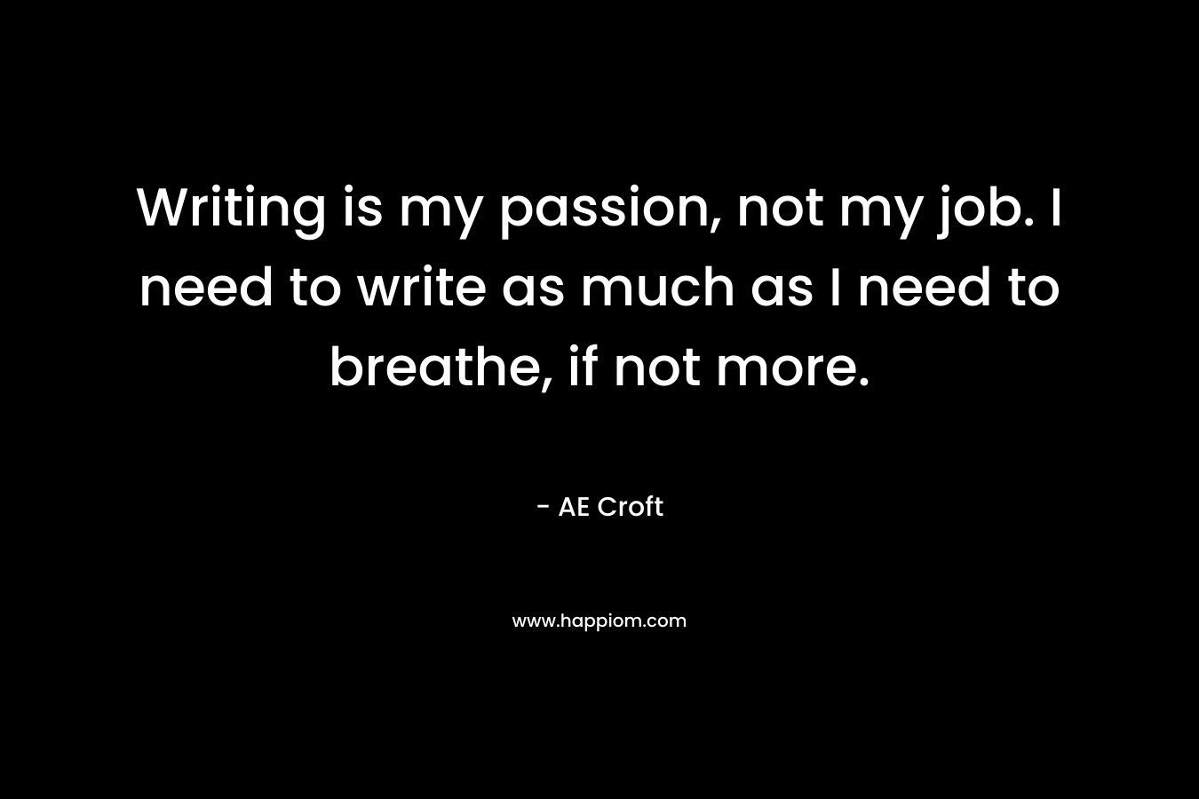 Writing is my passion, not my job. I need to write as much as I need to breathe, if not more.