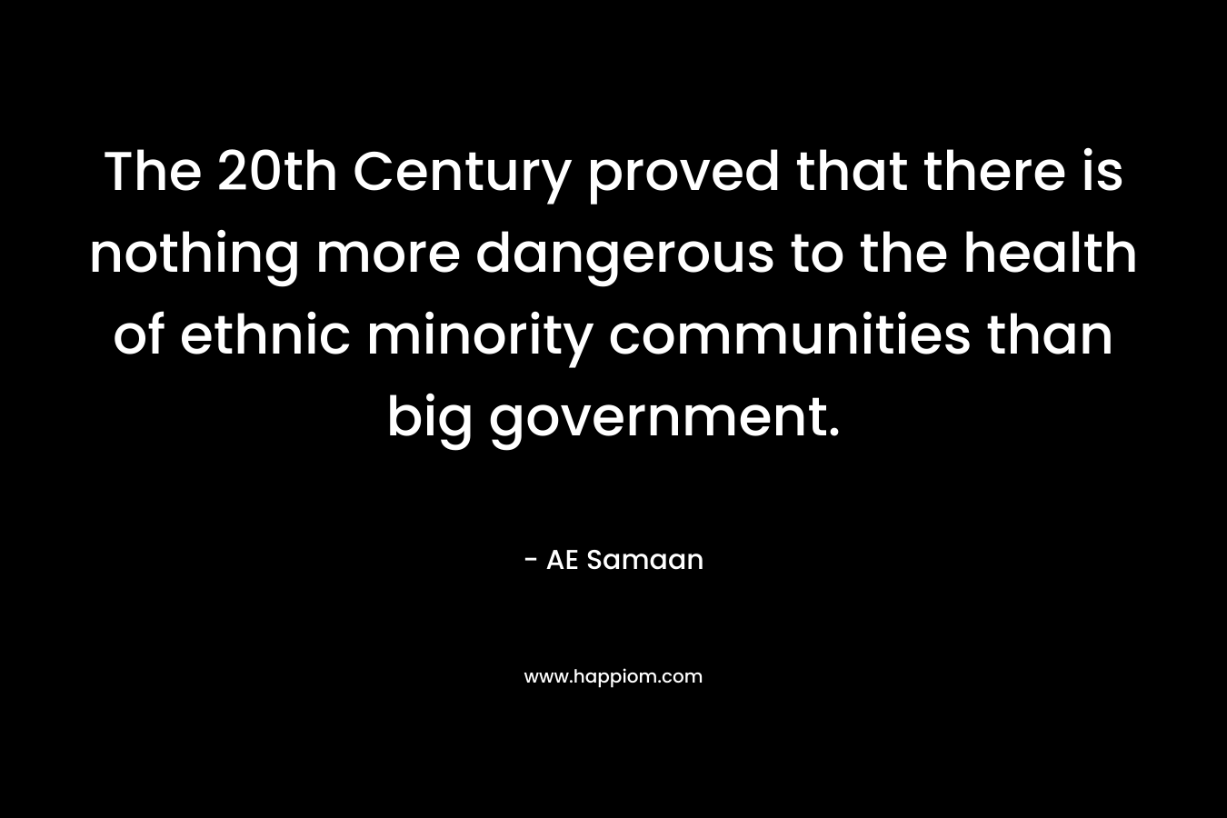 The 20th Century proved that there is nothing more dangerous to the health of ethnic minority communities than big government. – AE Samaan