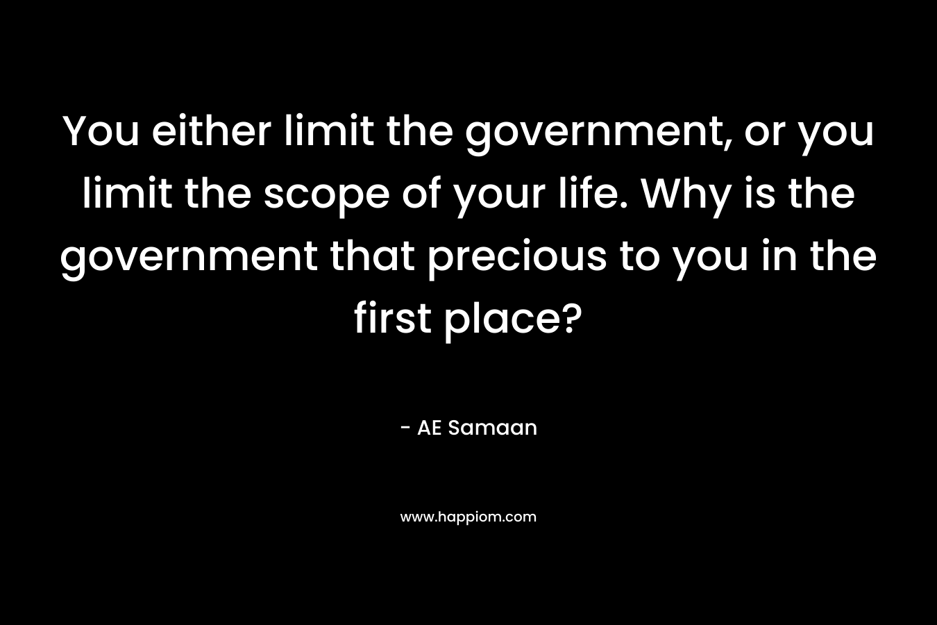 You either limit the government, or you limit the scope of your life. Why is the government that precious to you in the first place?