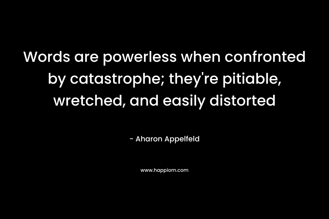 Words are powerless when confronted by catastrophe; they're pitiable, wretched, and easily distorted
