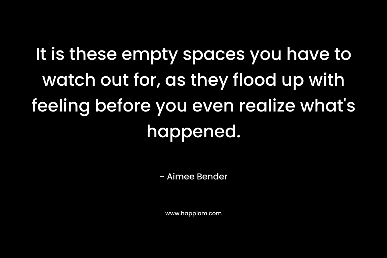 It is these empty spaces you have to watch out for, as they flood up with feeling before you even realize what’s happened. – Aimee Bender