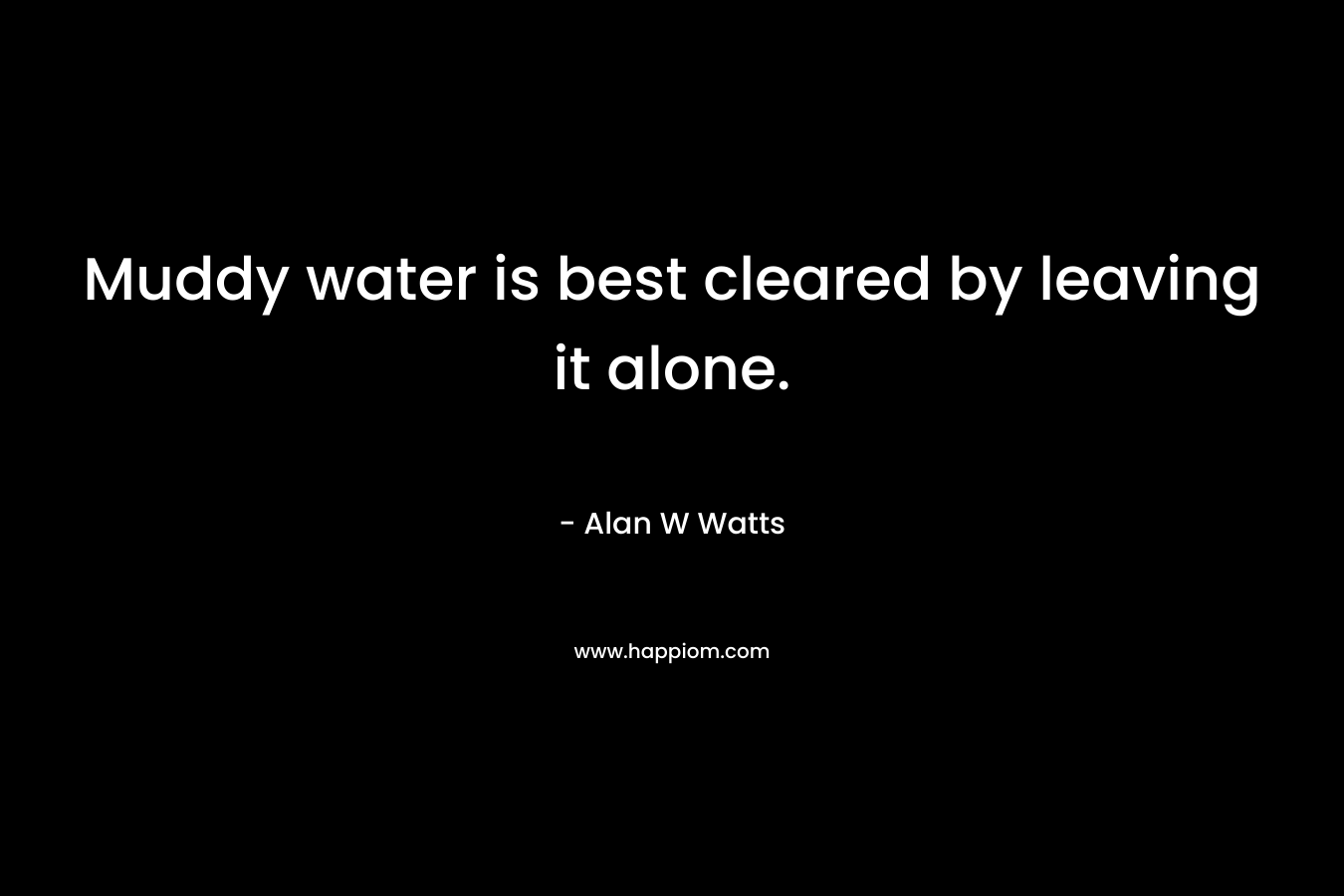 Muddy water is best cleared by leaving it alone. – Alan W Watts