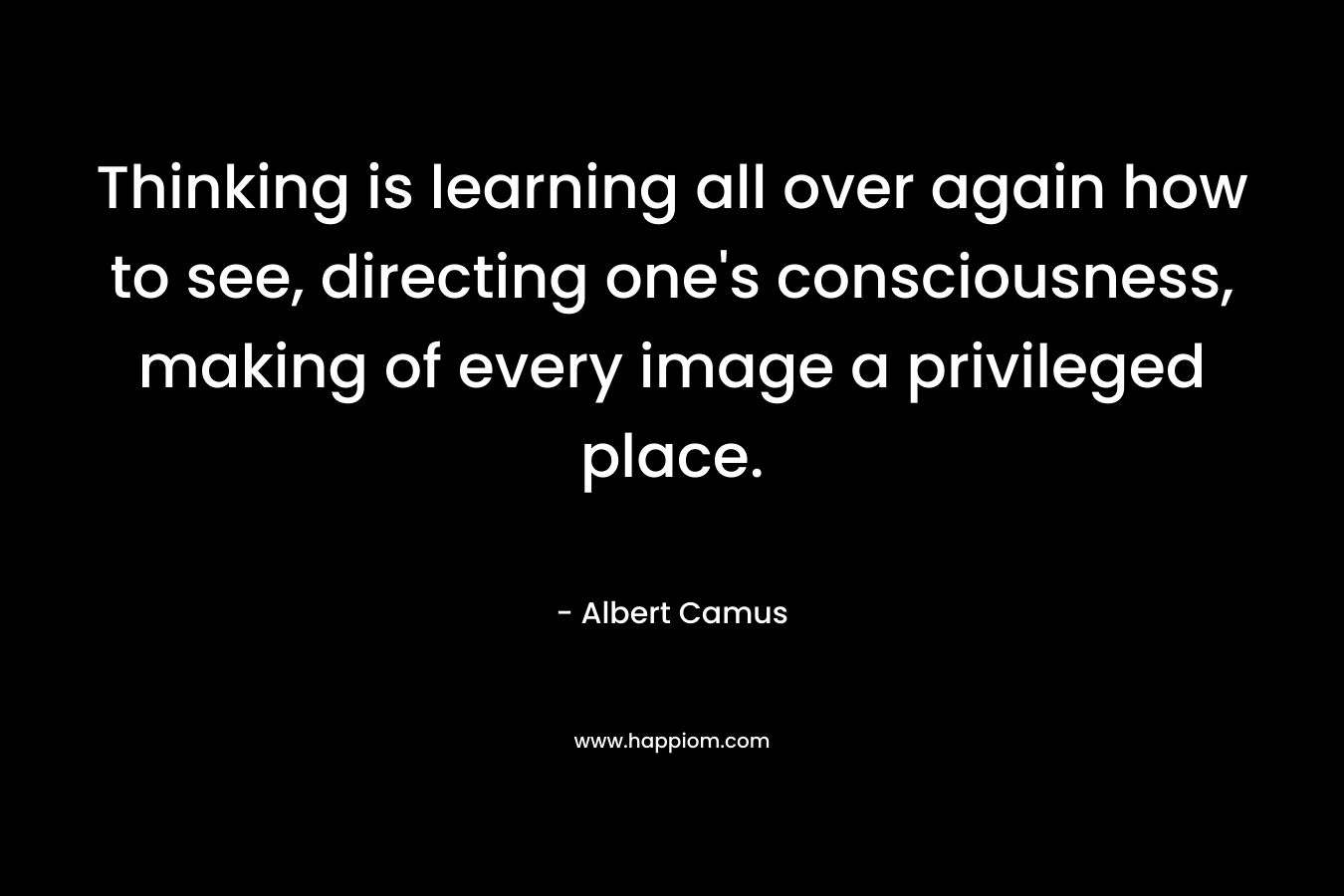 Thinking is learning all over again how to see, directing one’s consciousness, making of every image a privileged place. – Albert Camus