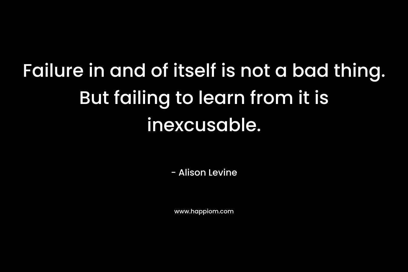 Failure in and of itself is not a bad thing. But failing to learn from it is inexcusable.