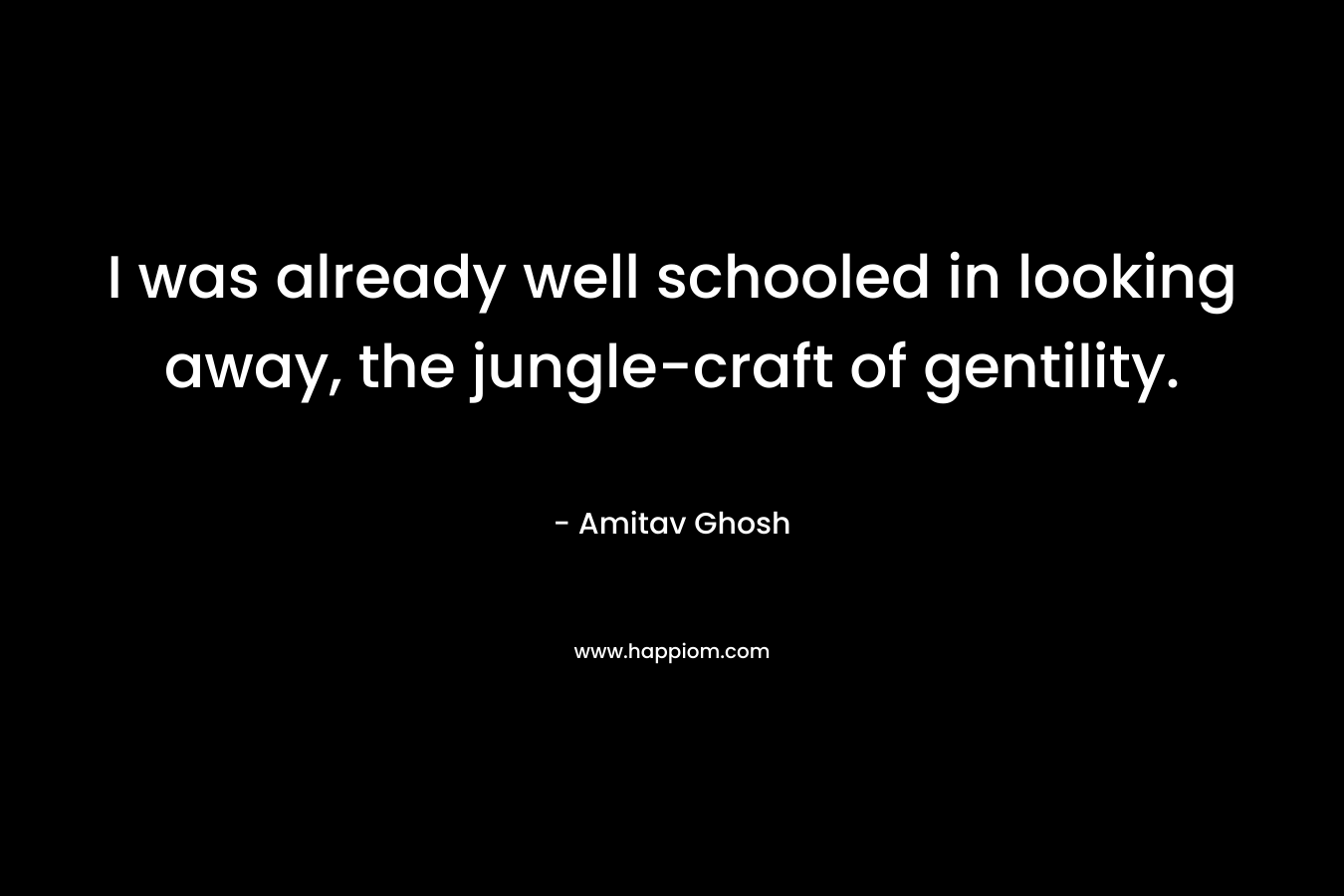 I was already well schooled in looking away, the jungle-craft of gentility. – Amitav Ghosh