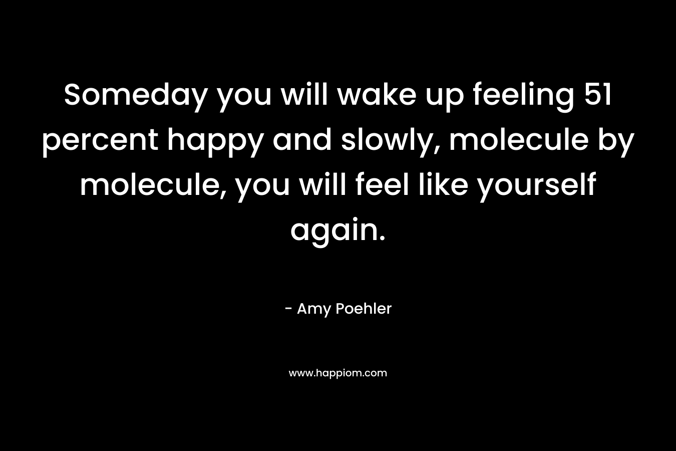 Someday you will wake up feeling 51 percent happy and slowly, molecule by molecule, you will feel like yourself again. – Amy Poehler