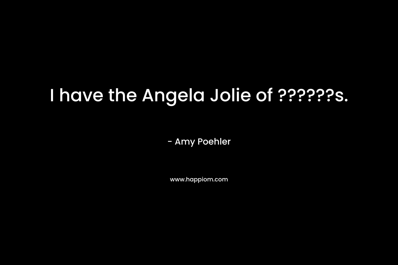 I have the Angela Jolie of ??????s. – Amy Poehler
