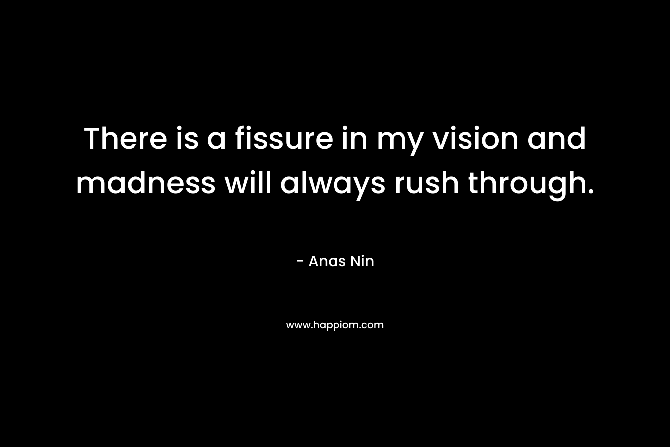 There is a fissure in my vision and madness will always rush through. – Anas Nin