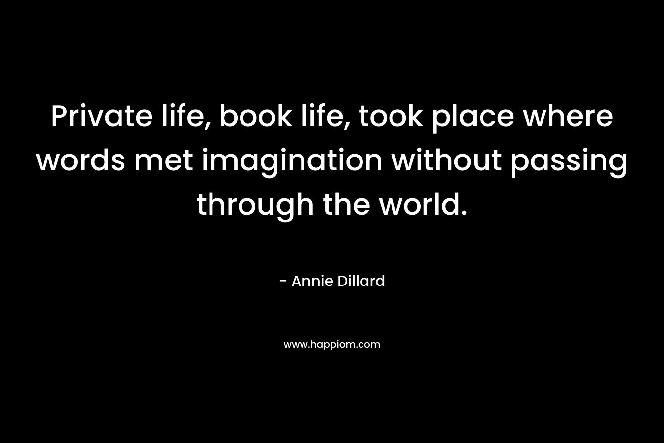 Private life, book life, took place where words met imagination without passing through the world.