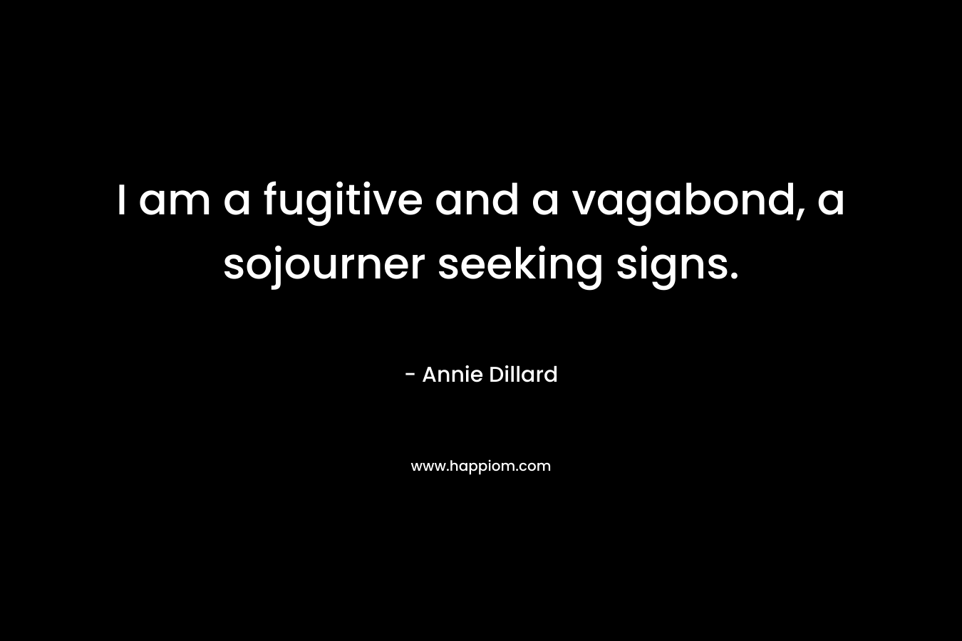 I am a fugitive and a vagabond, a sojourner seeking signs. – Annie Dillard