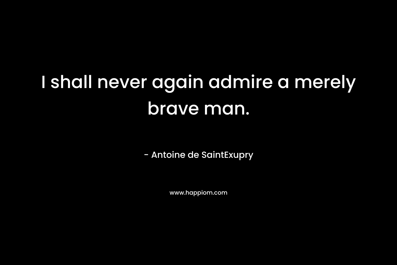 I shall never again admire a merely brave man.