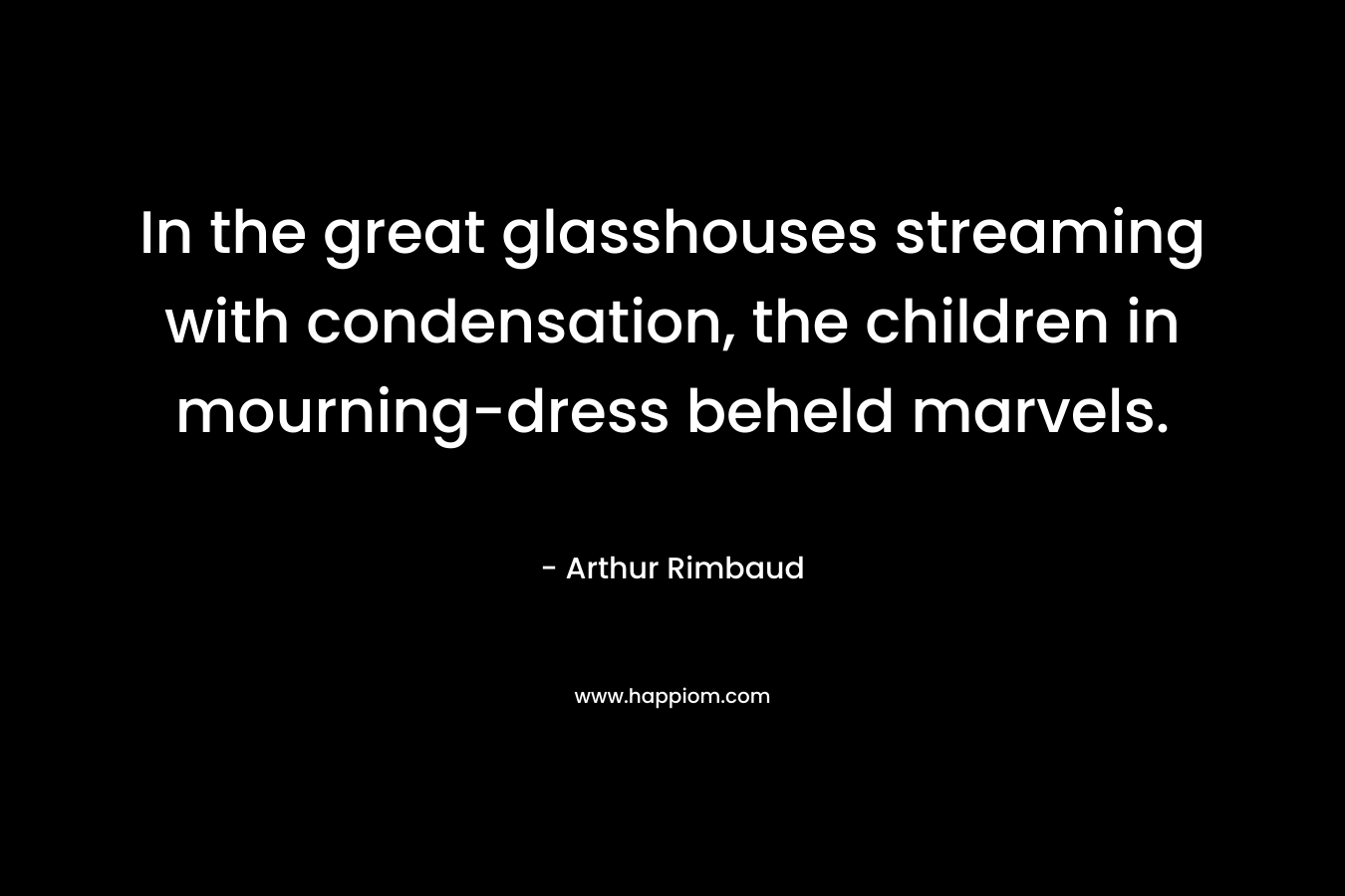 In the great glasshouses streaming with condensation, the children in mourning-dress beheld marvels. – Arthur Rimbaud