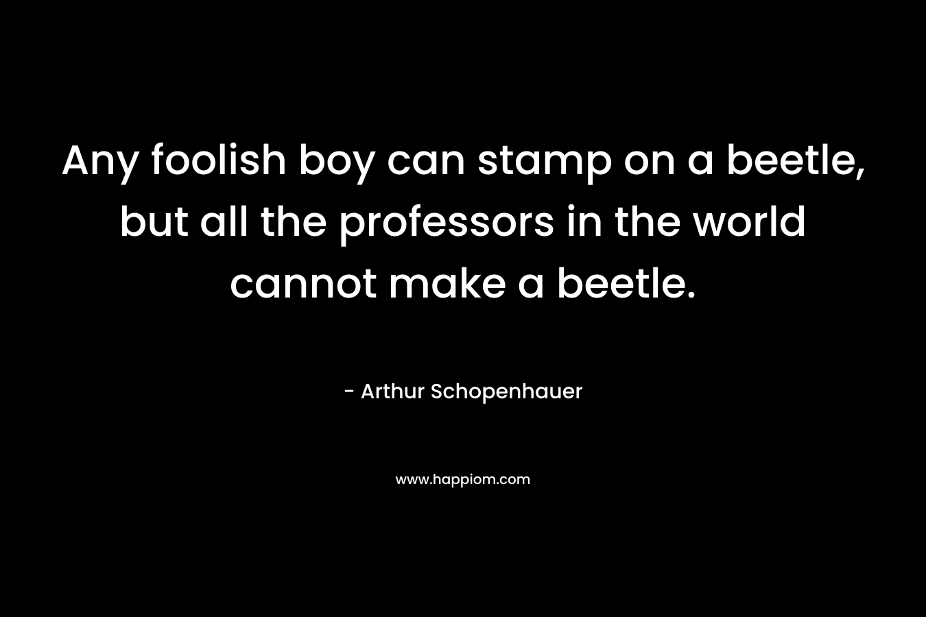 Any foolish boy can stamp on a beetle, but all the professors in the world cannot make a beetle.