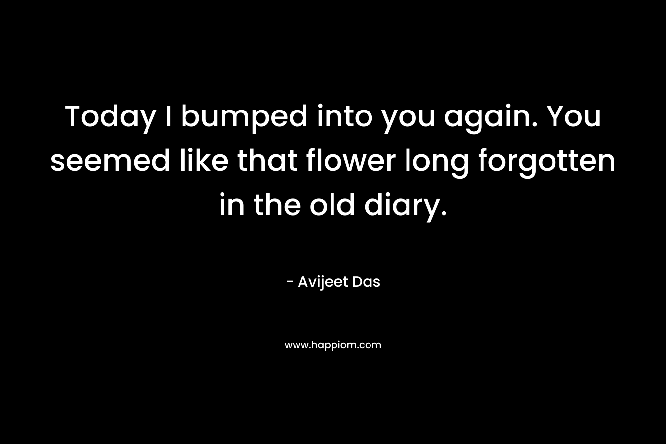 Today I bumped into you again. You seemed like that flower long forgotten in the old diary.