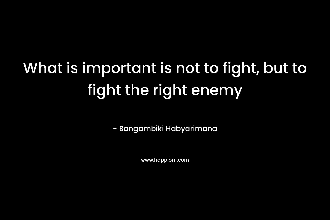 What is important is not to fight, but to fight the right enemy