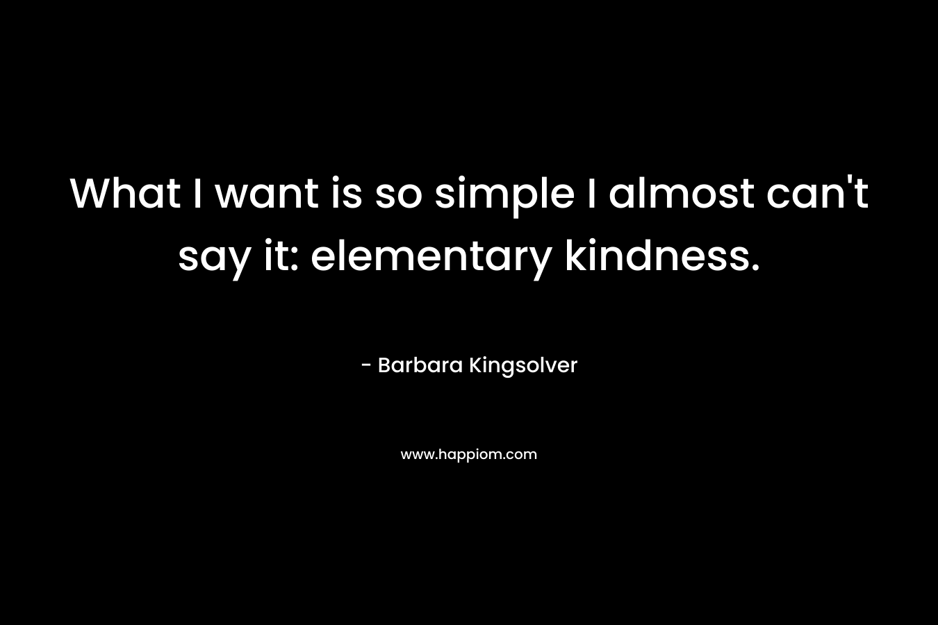What I want is so simple I almost can't say it: elementary kindness.