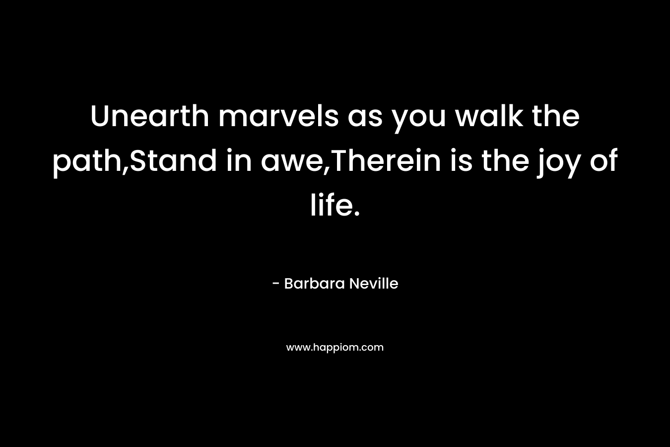 Unearth marvels as you walk the path,Stand in awe,Therein is the joy of life.