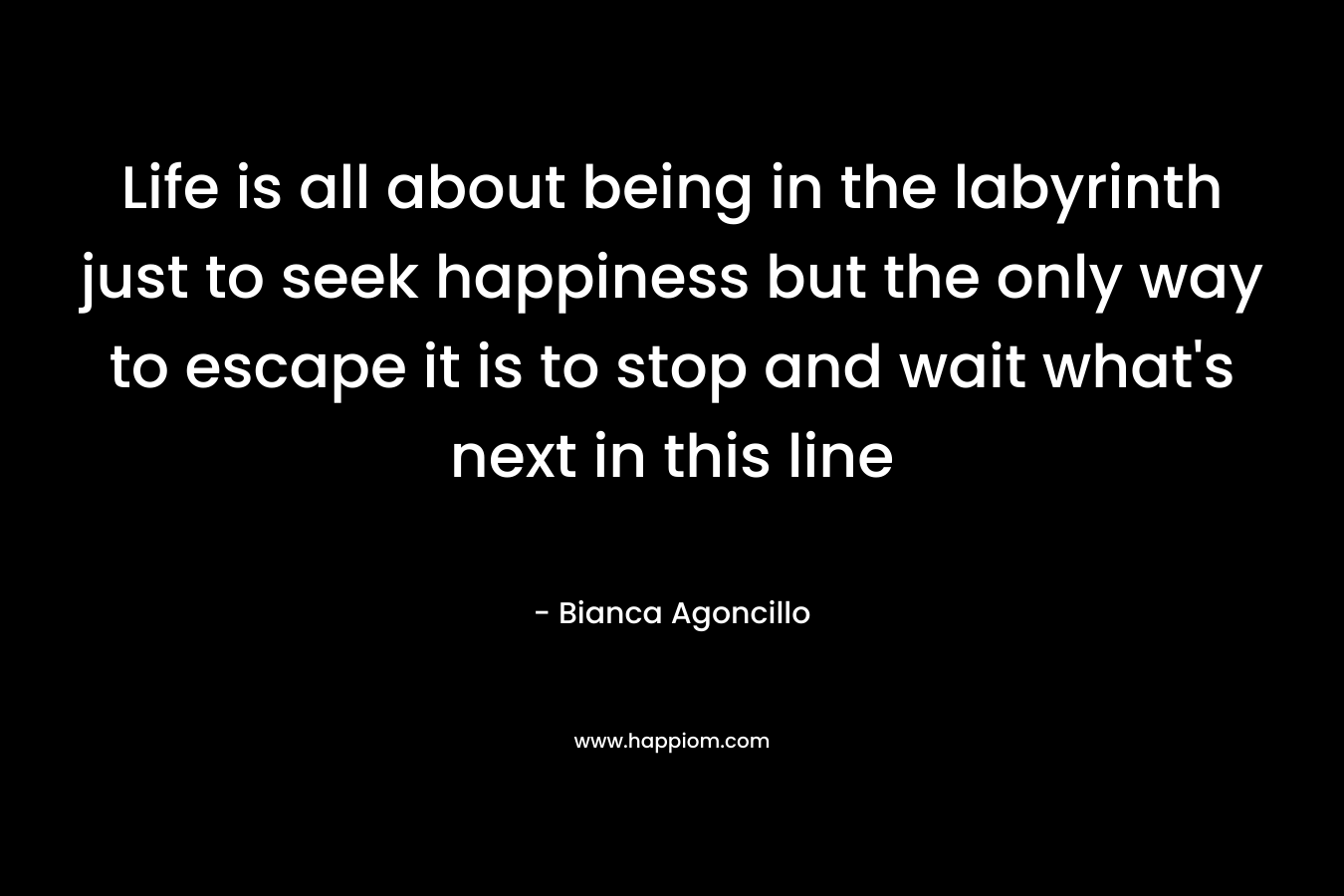 Life is all about being in the labyrinth just to seek happiness but the only way to escape it is to stop and wait what's next in this line