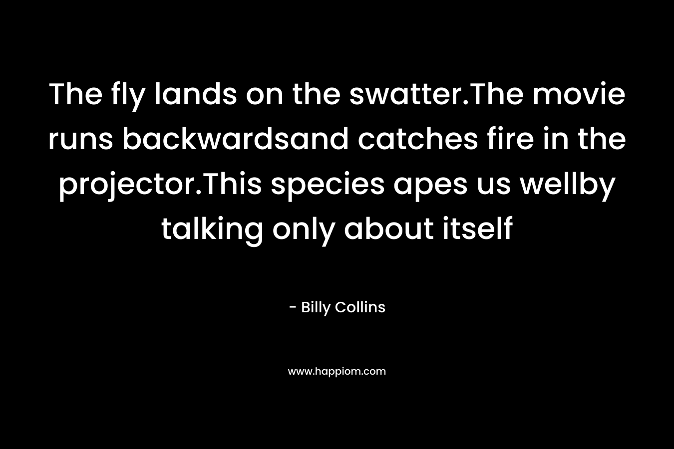 The fly lands on the swatter.The movie runs backwardsand catches fire in the projector.This species apes us wellby talking only about itself – Billy Collins