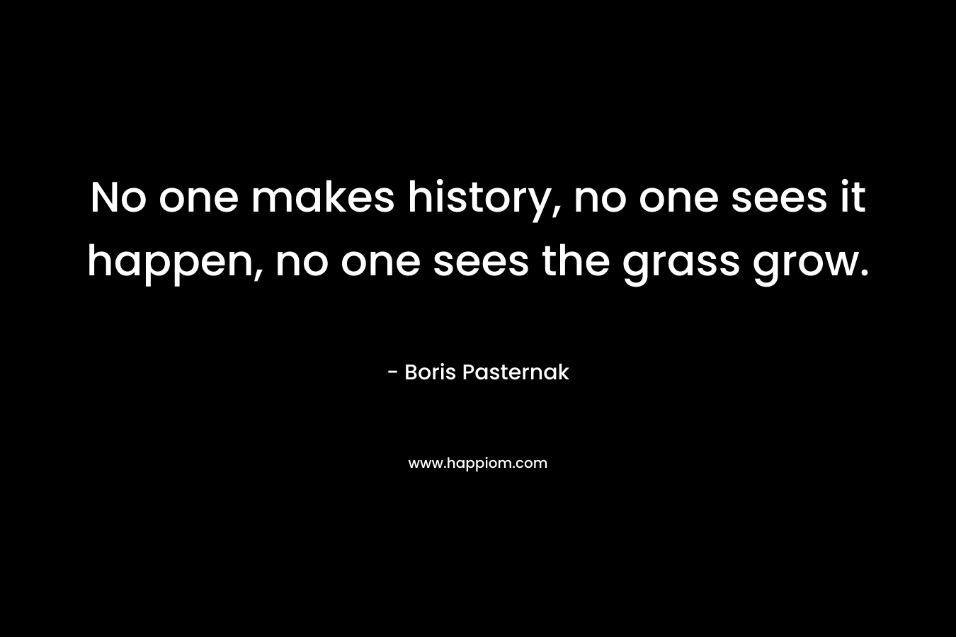 No one makes history, no one sees it happen, no one sees the grass grow.