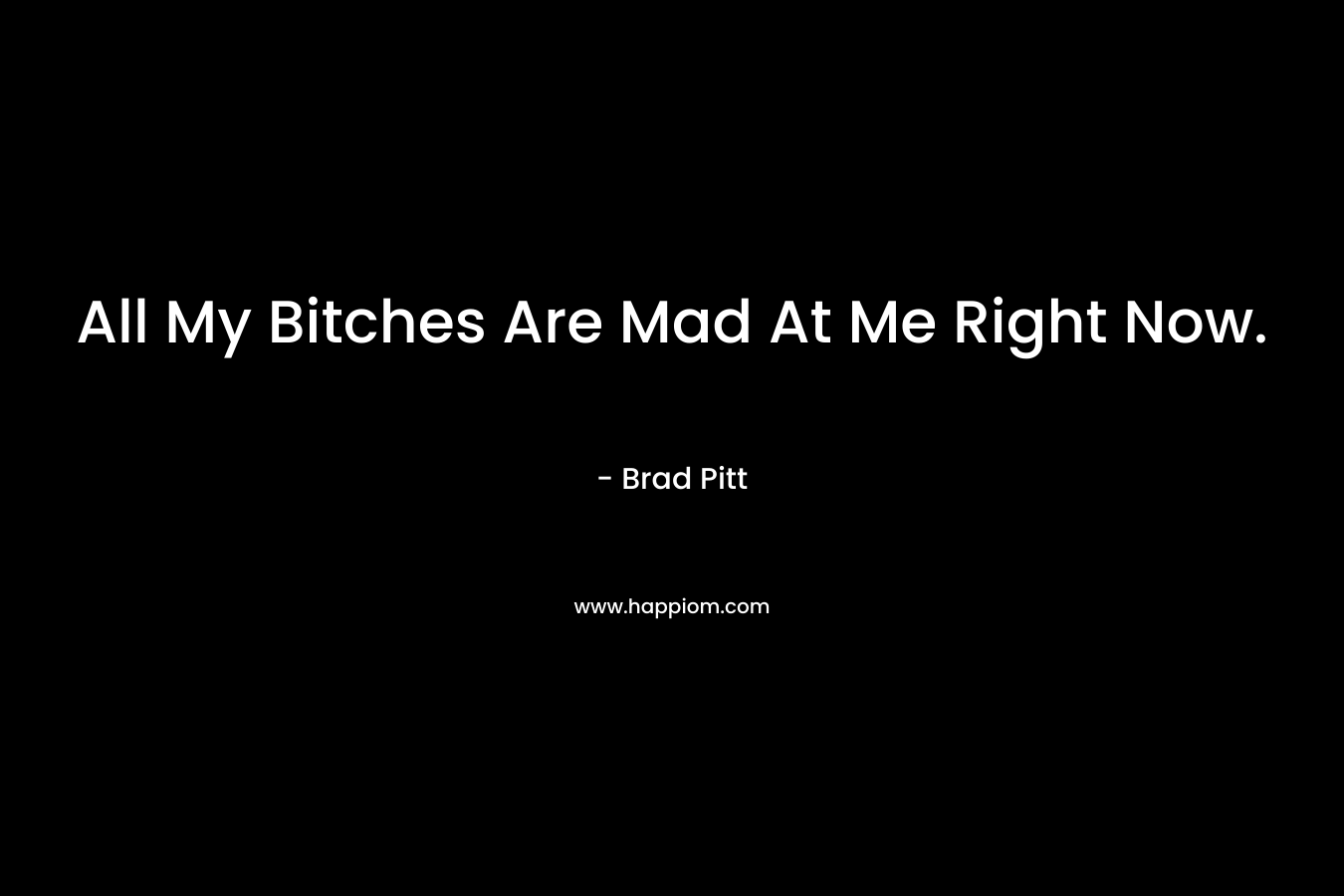 All My Bitches Are Mad At Me Right Now. – Brad Pitt