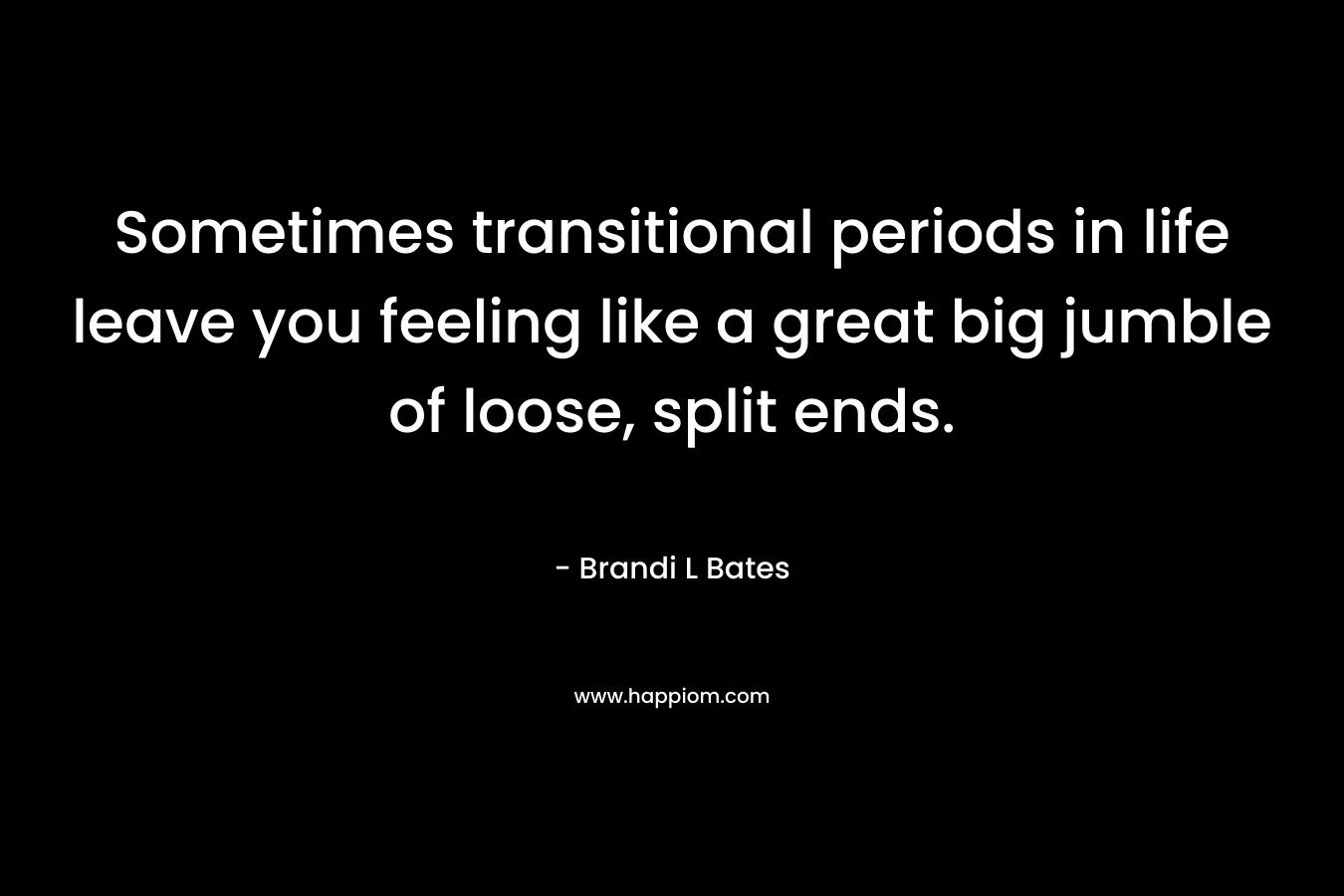 Sometimes transitional periods in life leave you feeling like a great big jumble of loose, split ends. – Brandi L Bates