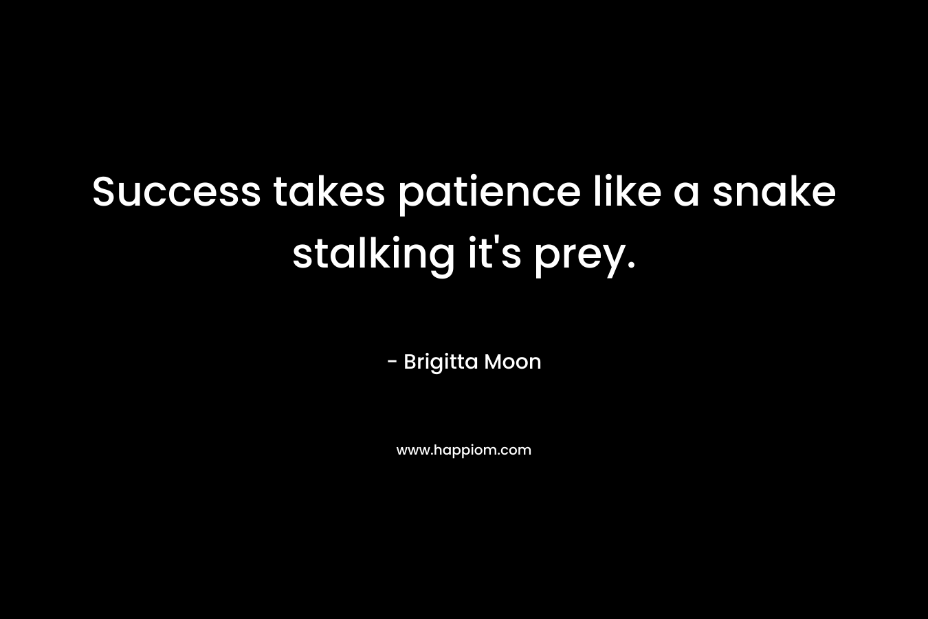 Success takes patience like a snake stalking it’s prey. – Brigitta Moon