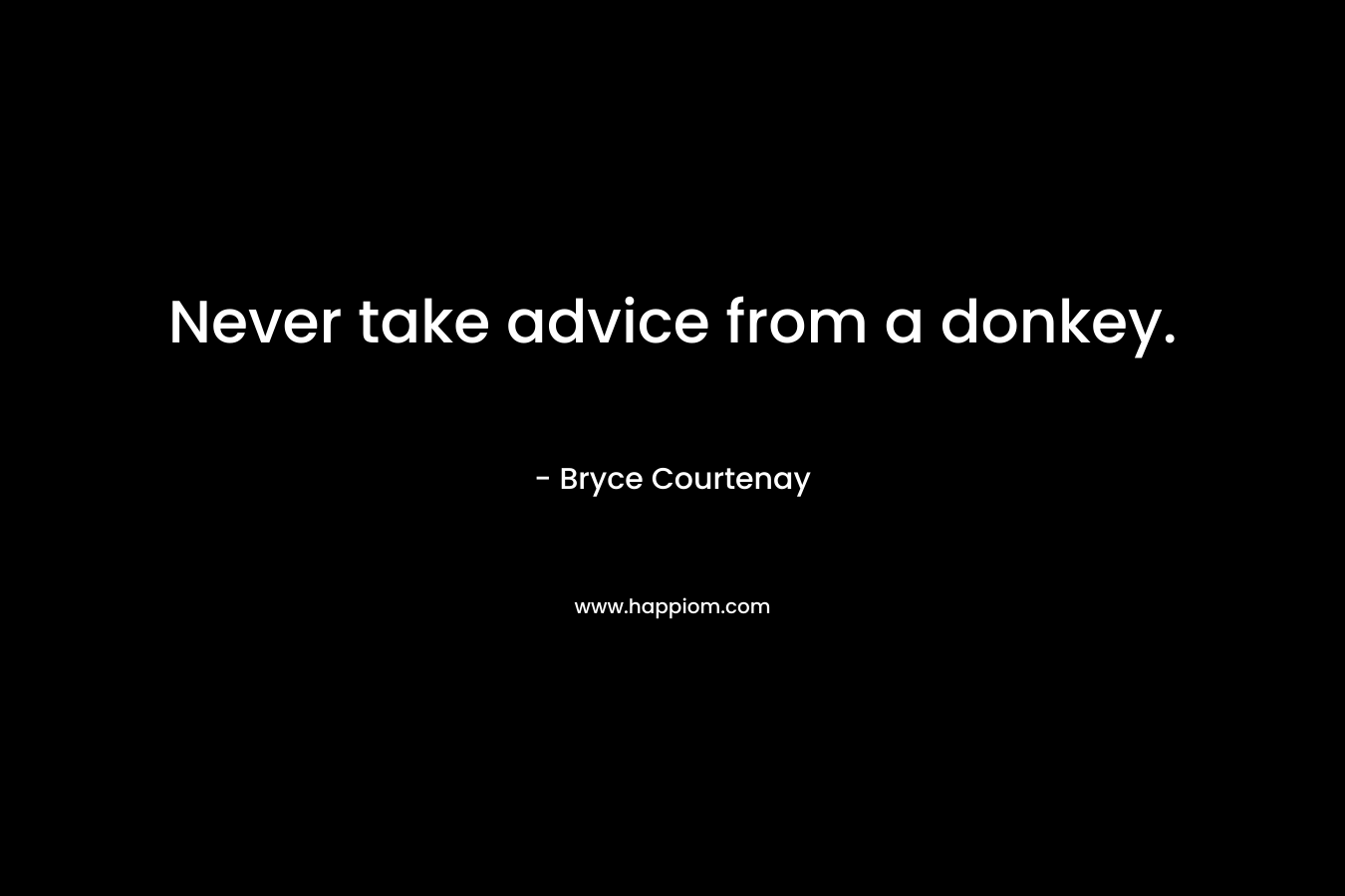 Never take advice from a donkey.