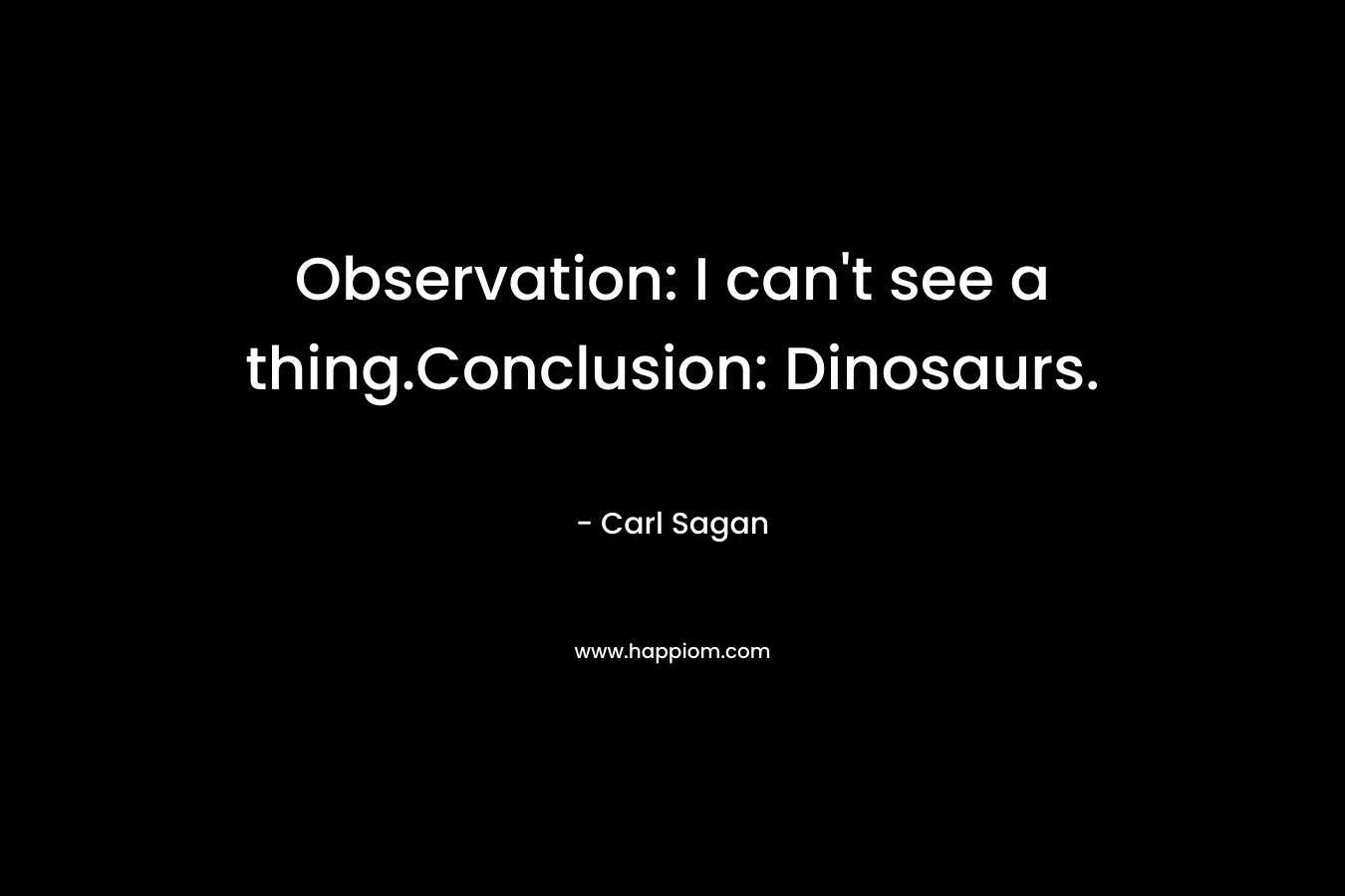 Observation: I can't see a thing.Conclusion: Dinosaurs.