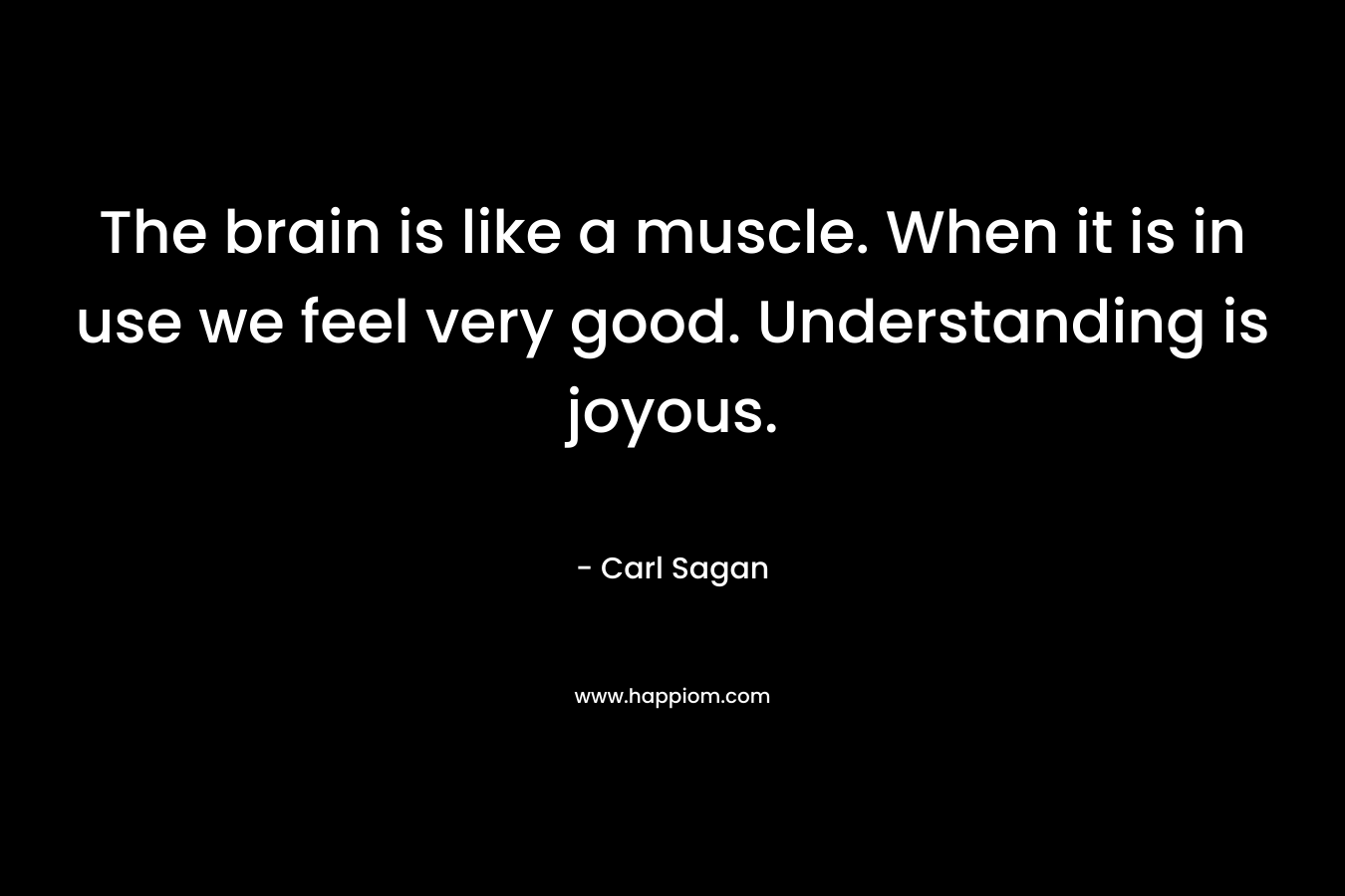 The brain is like a muscle. When it is in use we feel very good. Understanding is joyous.