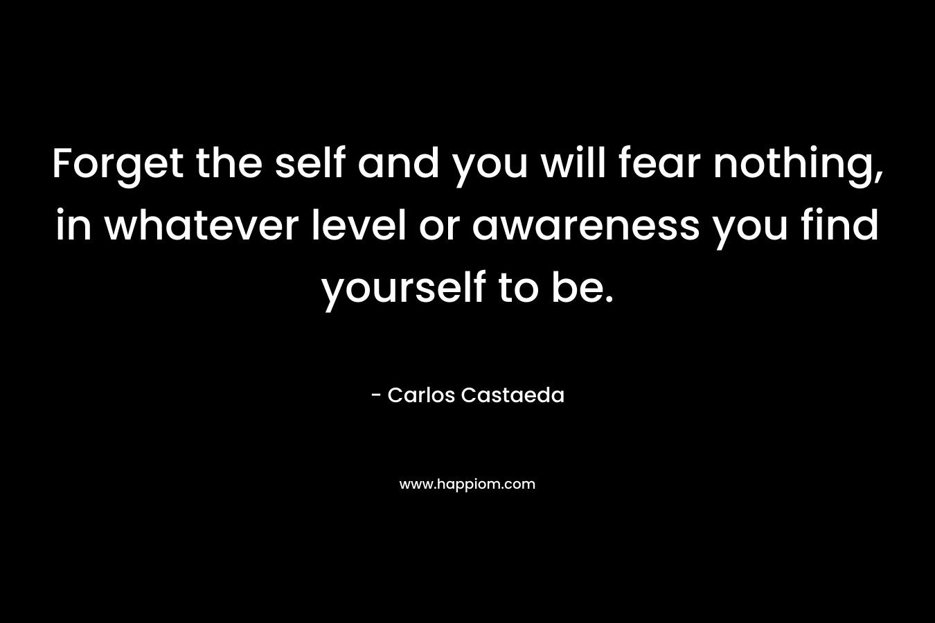Forget the self and you will fear nothing, in whatever level or awareness you find yourself to be. – Carlos Castaeda
