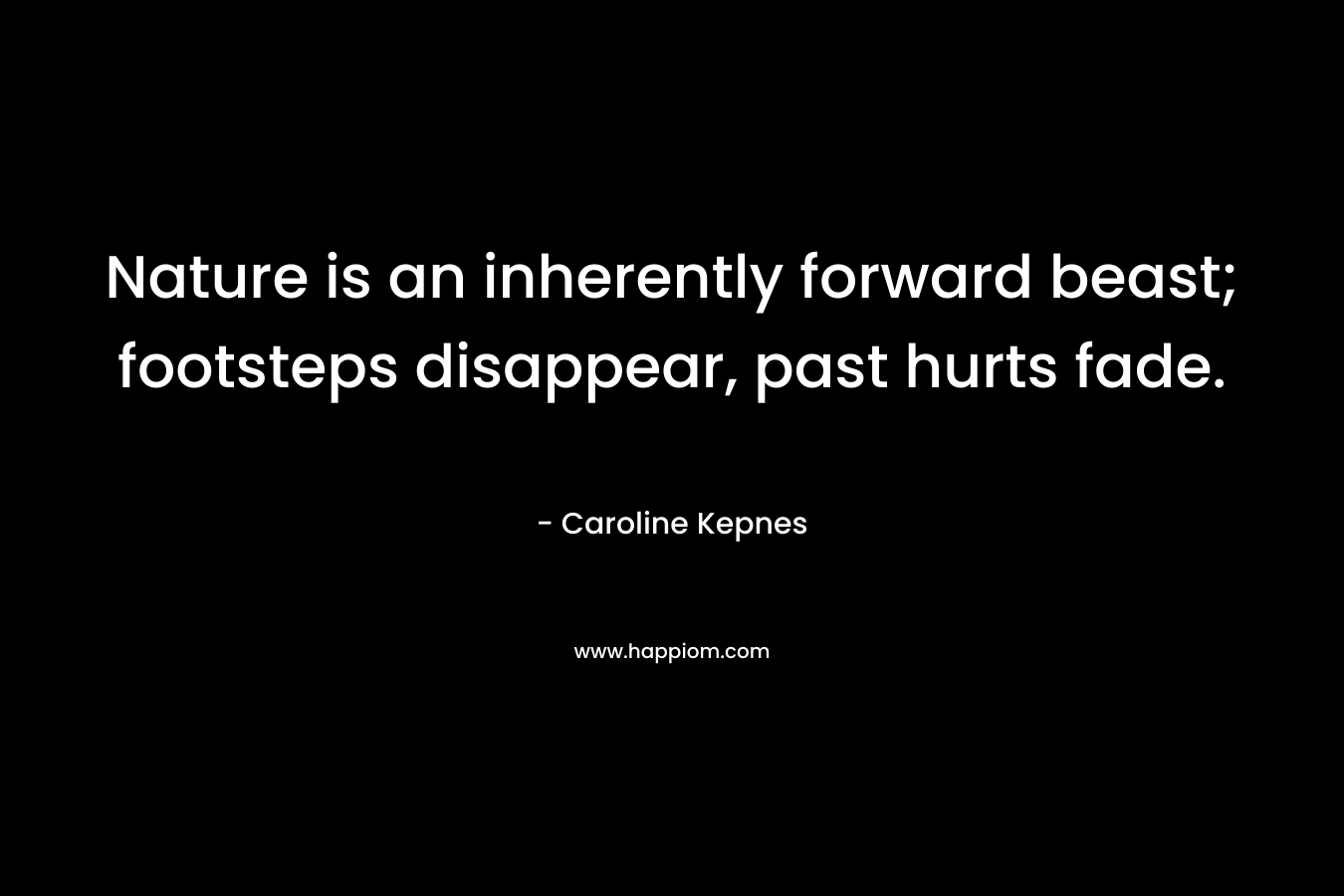 Nature is an inherently forward beast; footsteps disappear, past hurts fade.