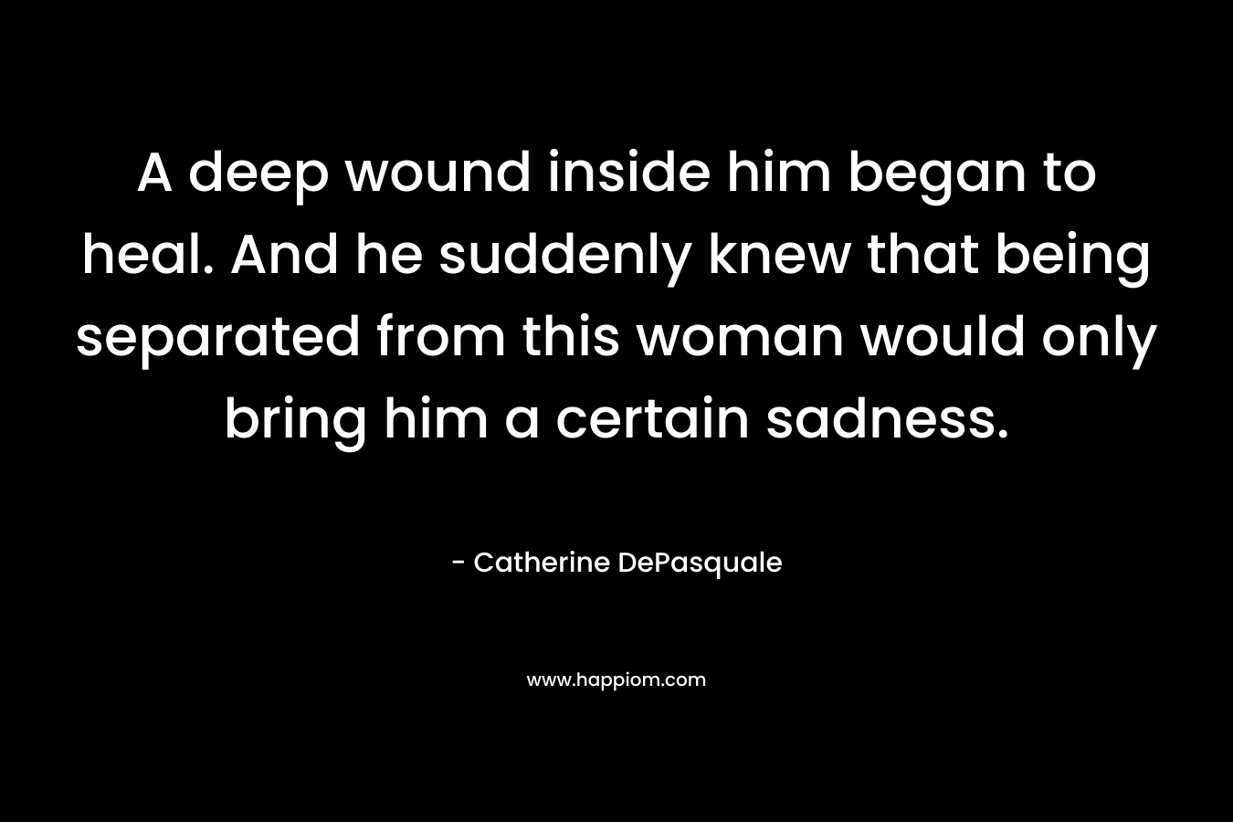 A deep wound inside him began to heal. And he suddenly knew that being separated from this woman would only bring him a certain sadness. – Catherine DePasquale