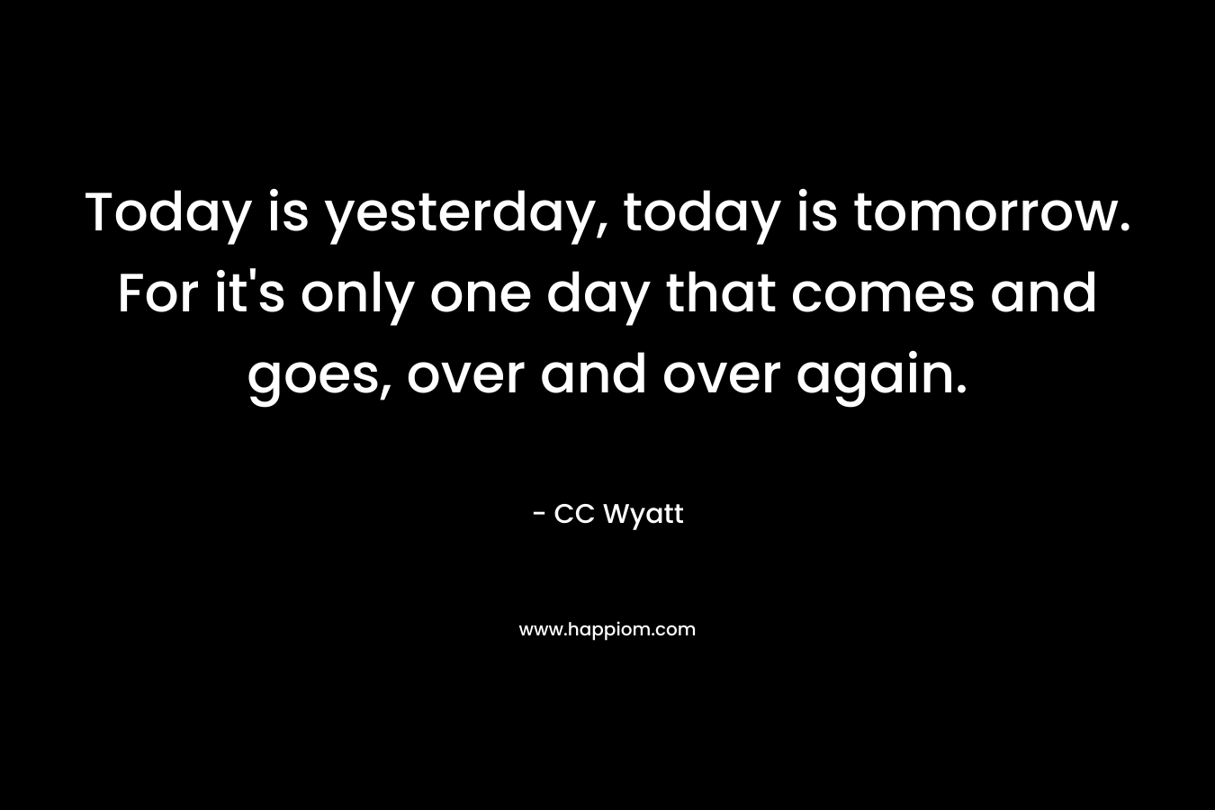 Today is yesterday, today is tomorrow. For it's only one day that comes and goes, over and over again.