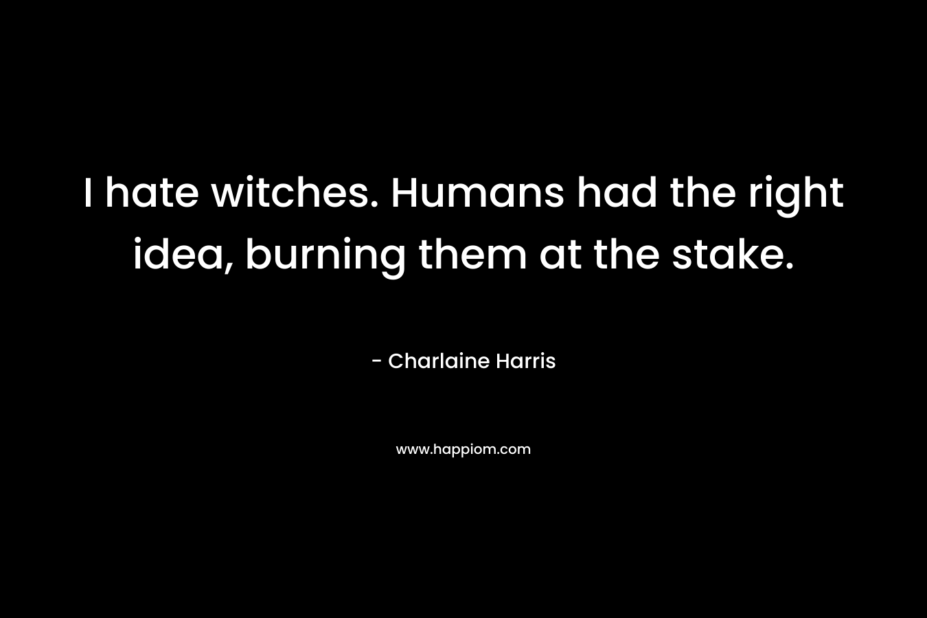 I hate witches. Humans had the right idea, burning them at the stake. – Charlaine Harris