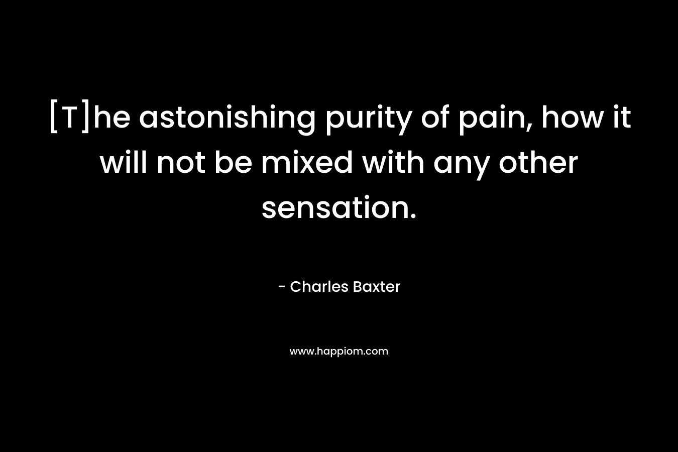 [T]he astonishing purity of pain, how it will not be mixed with any other sensation. – Charles Baxter