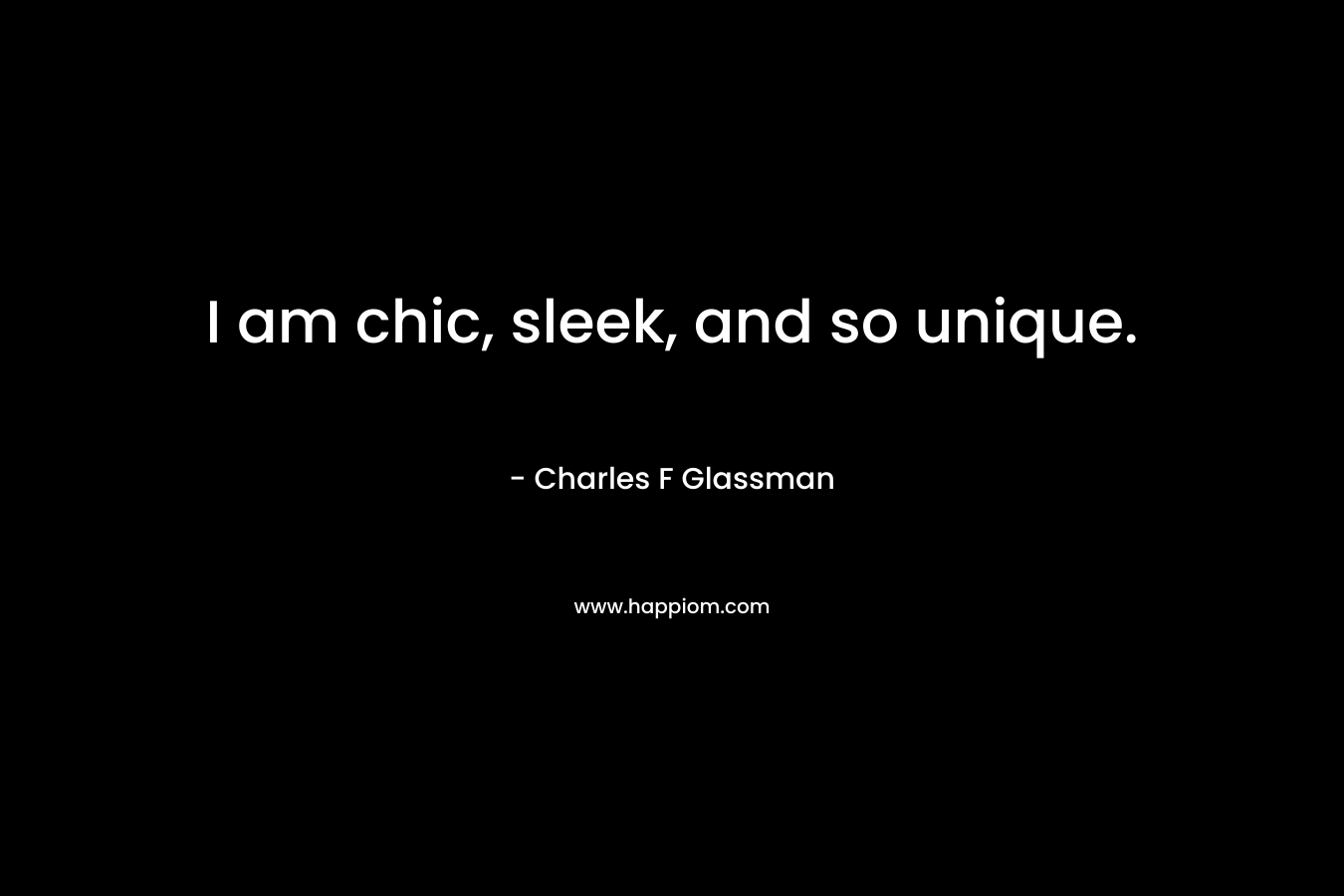 I am chic, sleek, and so unique.
