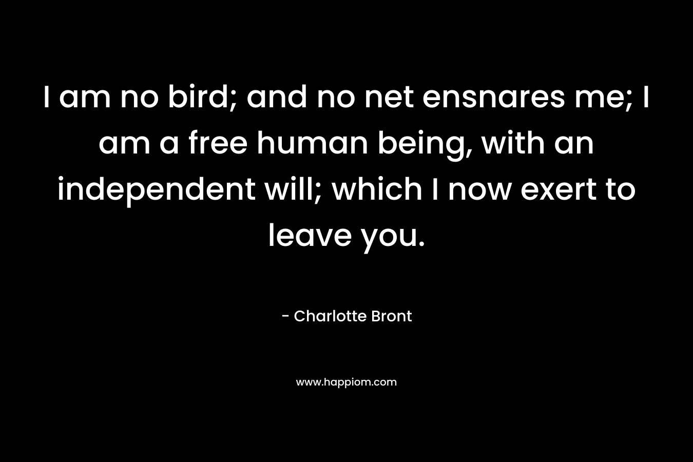 I am no bird; and no net ensnares me; I am a free human being, with an independent will; which I now exert to leave you.