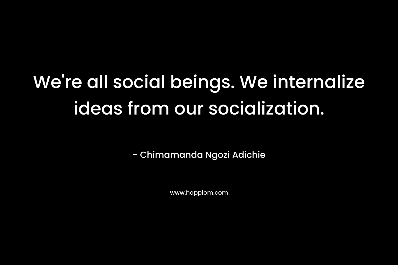 We’re all social beings. We internalize ideas from our socialization. – Chimamanda Ngozi Adichie