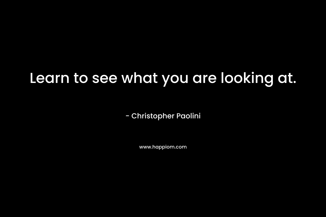 Learn to see what you are looking at.
