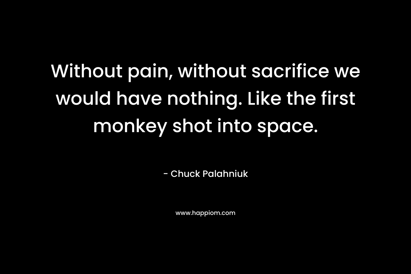Without pain, without sacrifice we would have nothing. Like the first monkey shot into space.