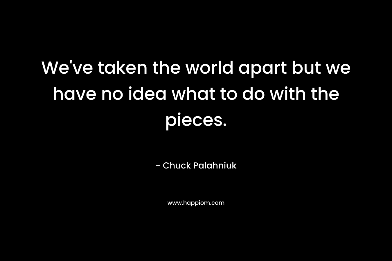 We've taken the world apart but we have no idea what to do with the pieces.