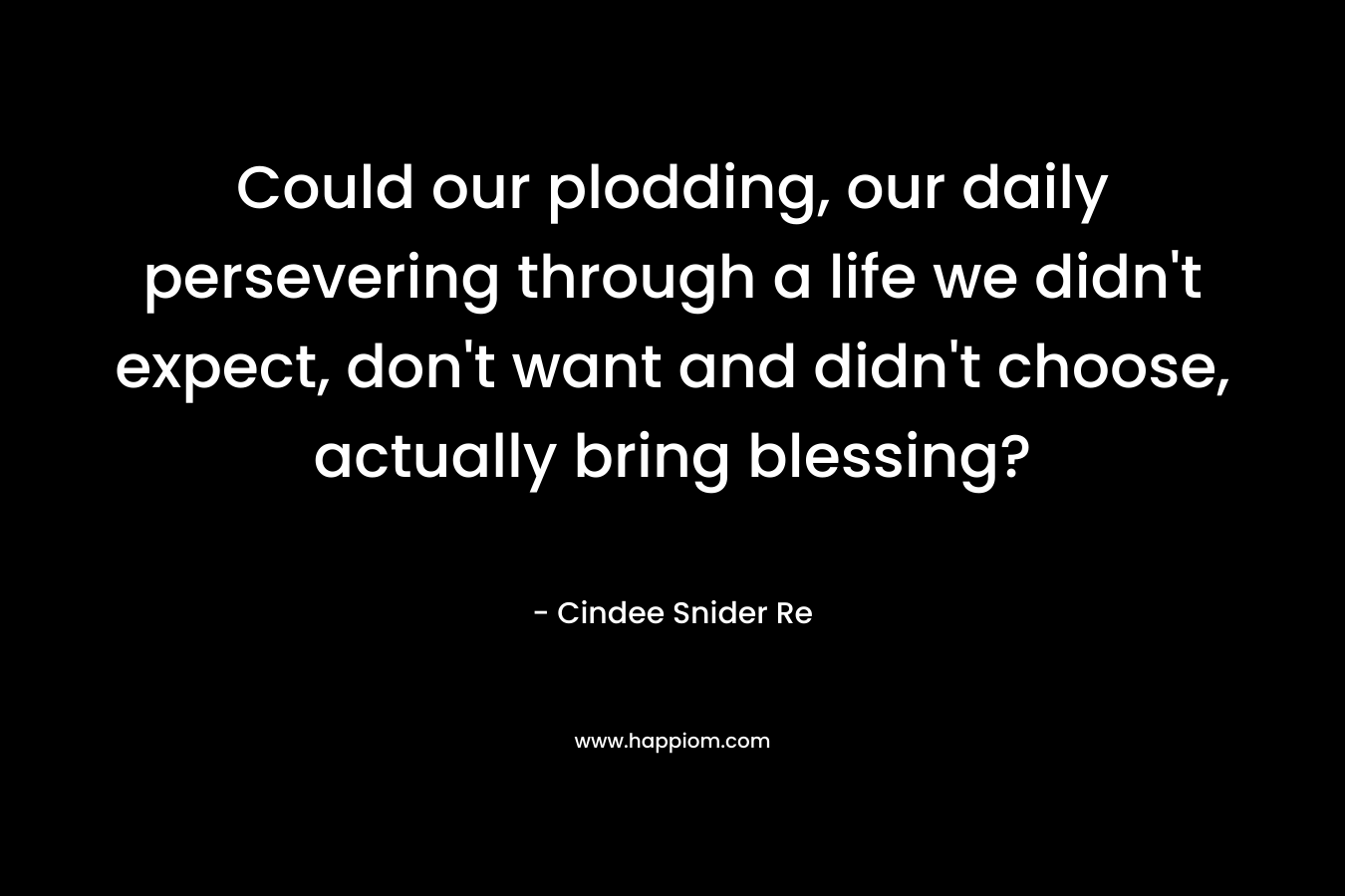 Could our plodding, our daily persevering through a life we didn't expect, don't want and didn't choose, actually bring blessing?