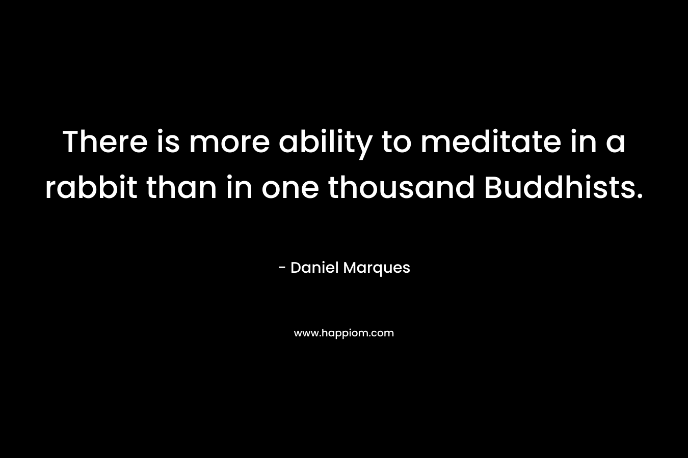There is more ability to meditate in a rabbit than in one thousand Buddhists. – Daniel Marques