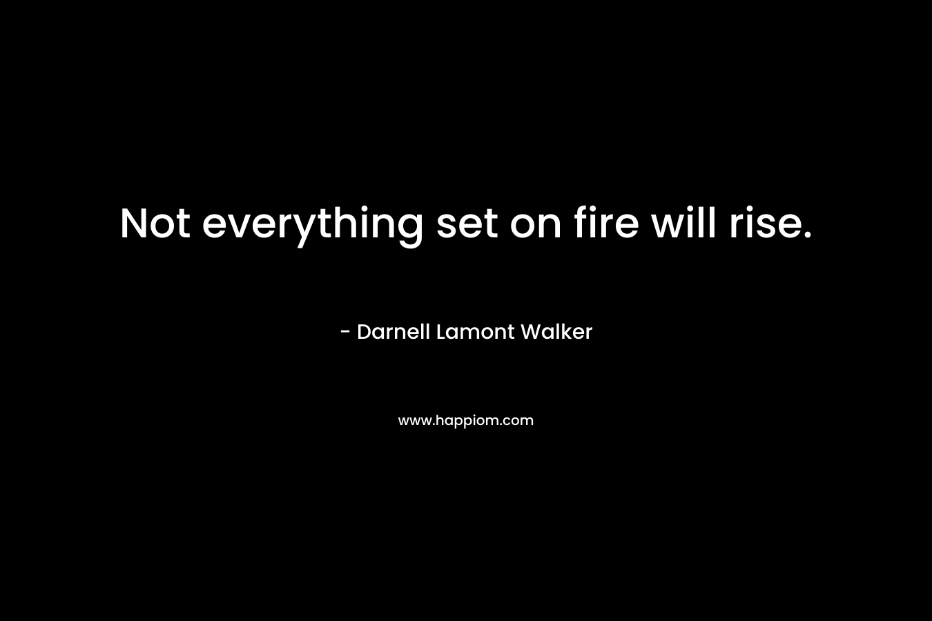 Not everything set on fire will rise. – Darnell Lamont Walker