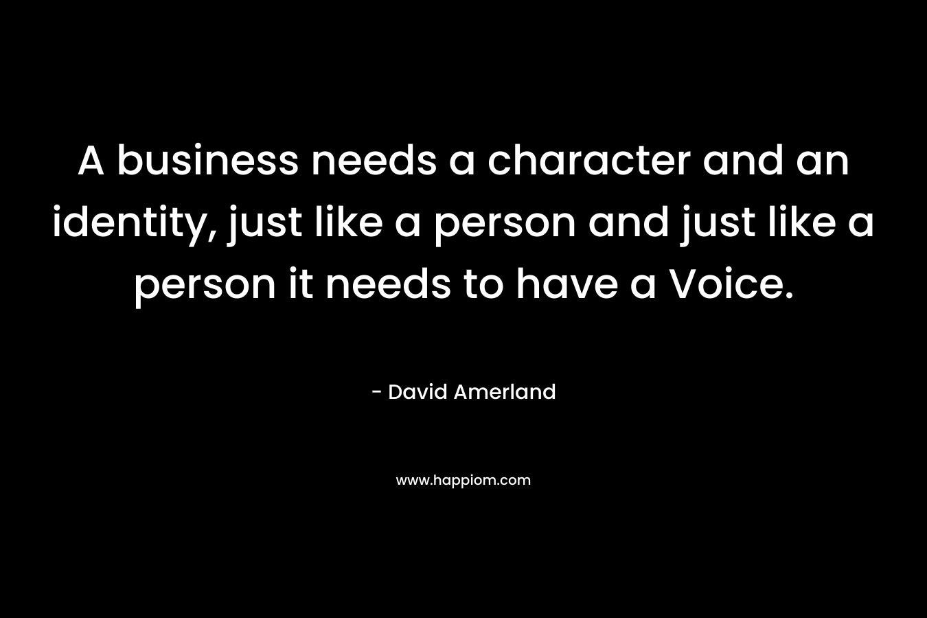A business needs a character and an identity, just like a person and just like a person it needs to have a Voice. – David Amerland