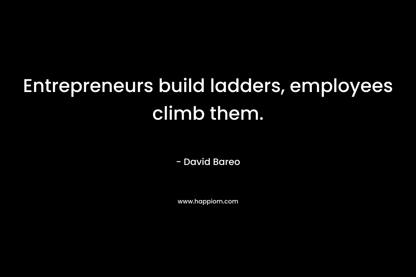 Entrepreneurs build ladders, employees climb them. – David Bareo