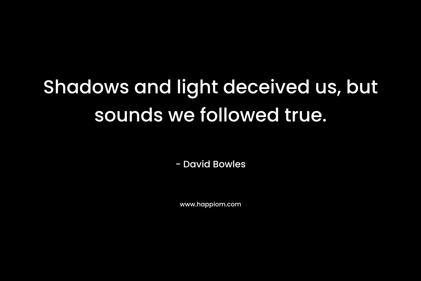 Shadows and light deceived us, but sounds we followed true. – David  Bowles