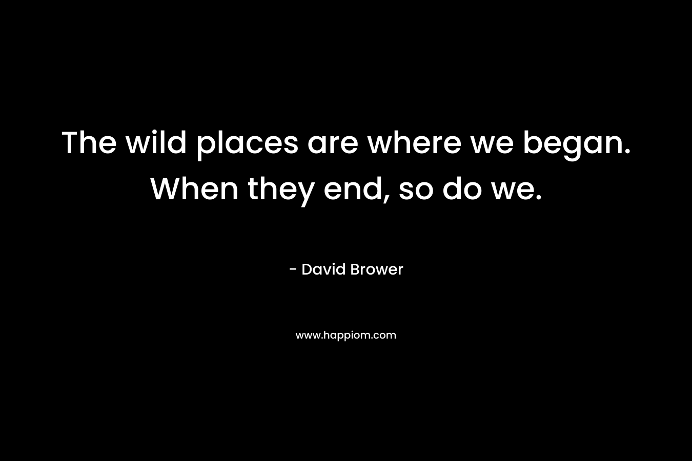 The wild places are where we began. When they end, so do we.